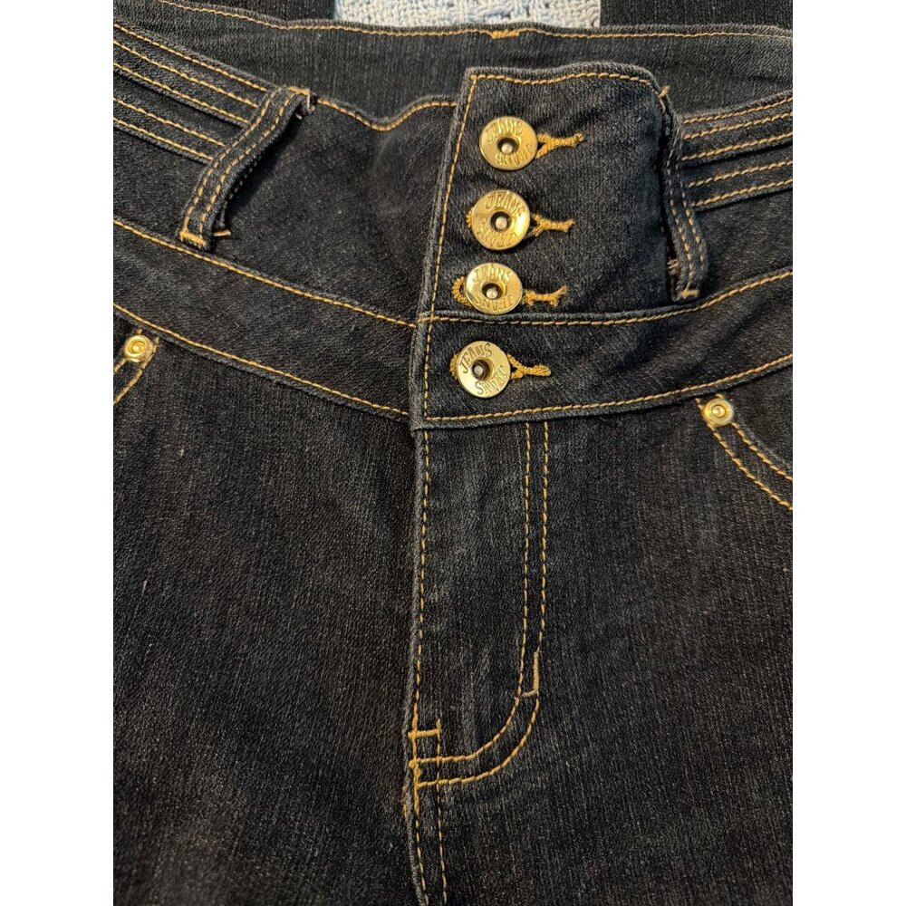Red & Blue Denim Dark Blue Jeans High Button Waist Skinny Juniors Size 9 - Picture 2 of 6